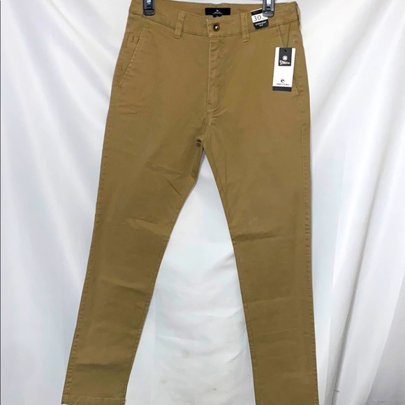 NWT  Rip Curl STRETCH Tan Chinos Classic Style STRAIGHT LEG SIZE 4”30”x31” NEW - Picture 1 of 12